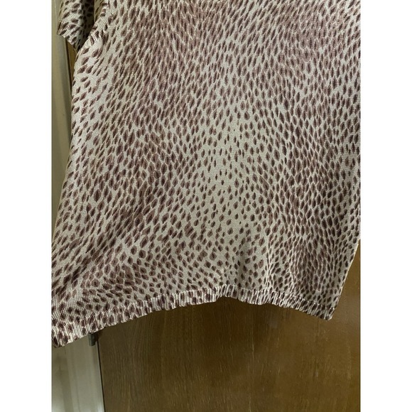 SILX 100% Silk Women's Leopard Print Stretch Blouse Size M Petite Short Sleeve - Picture 11 of 11